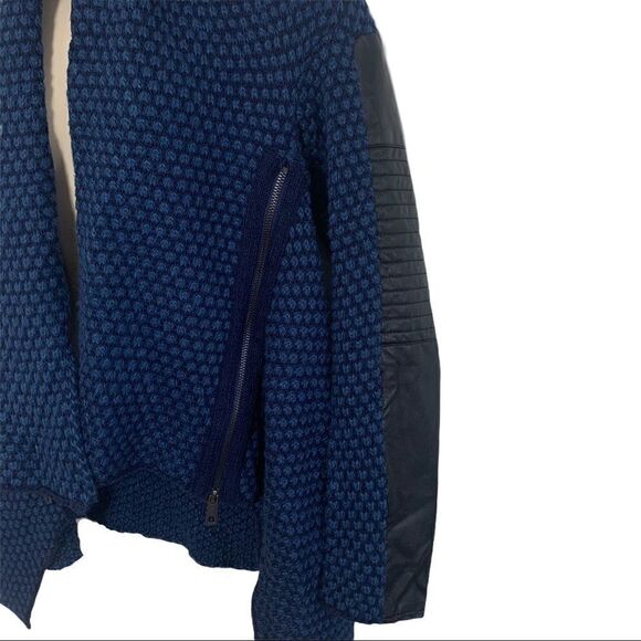 Devoted Leather Arm knitted Open Cardigan - Picture 3 of 8